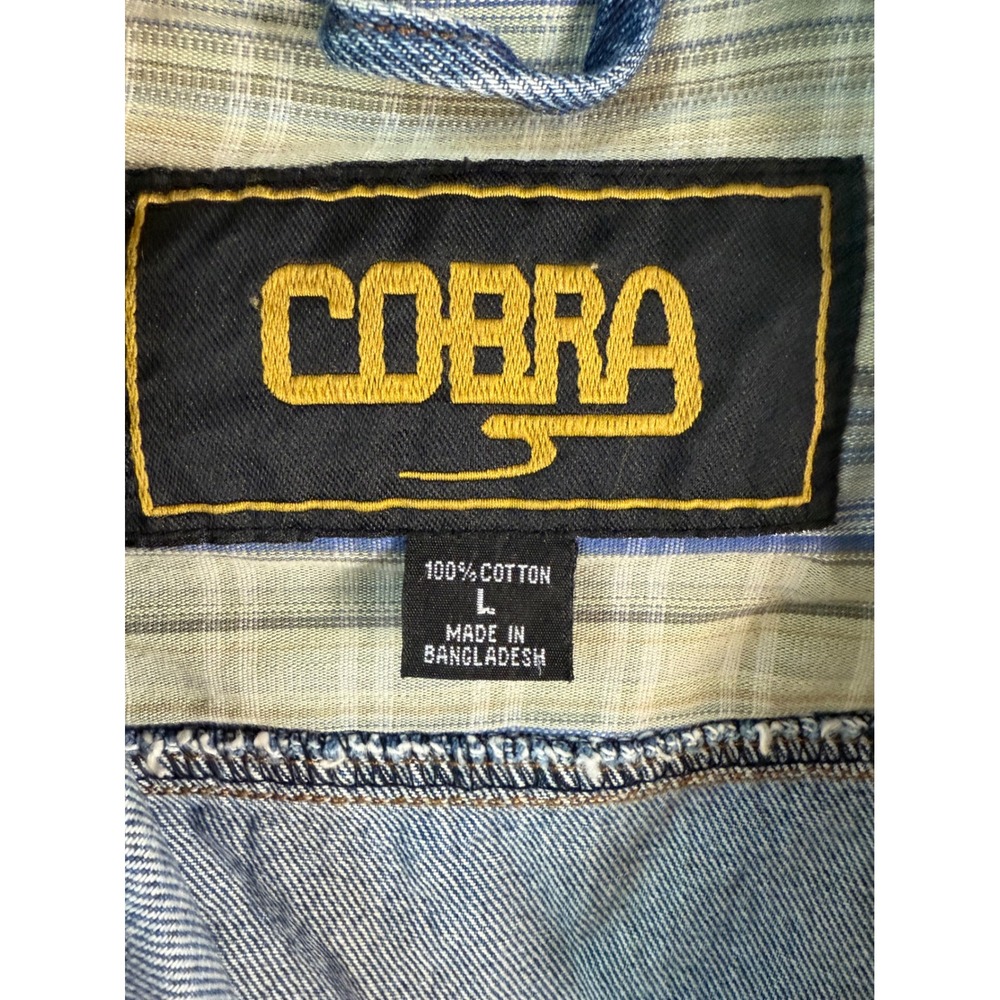 Vintage COBRA Denim Jacket Mens L Certified Blue Jean Button‎ Front Trucker - Picture 7 of 8